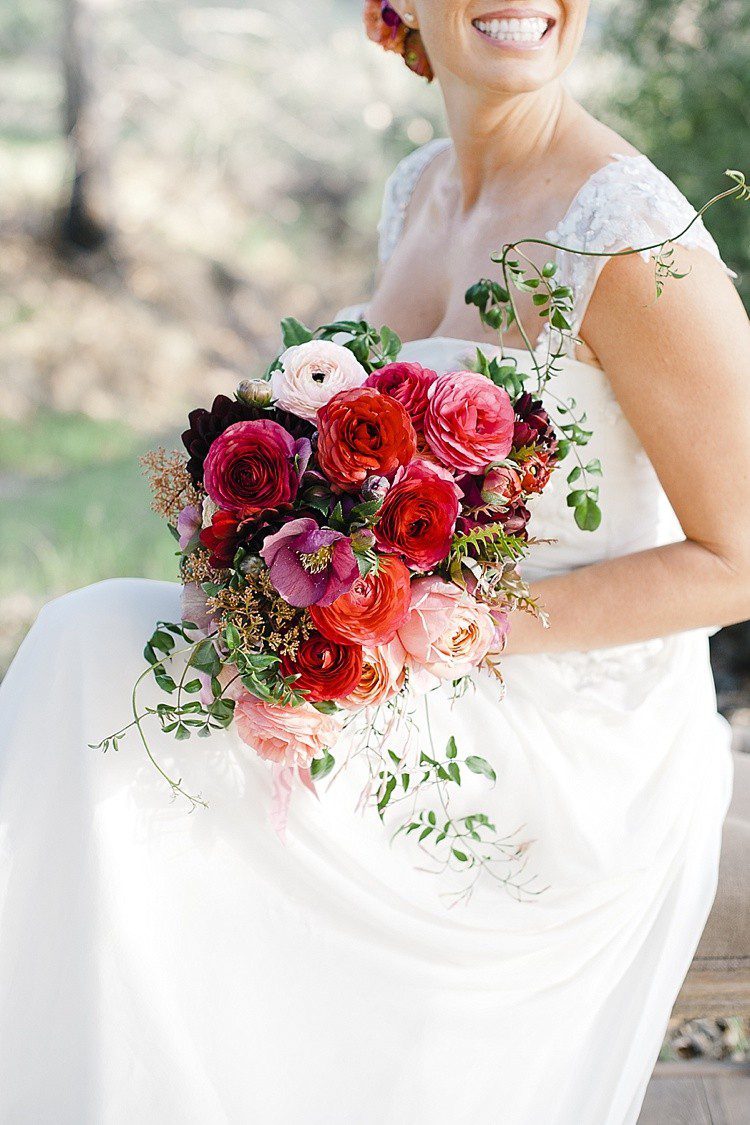 Red wedding bouquet. Flowers by San Diego florist @plentyofpetals. plentyofpetals.com