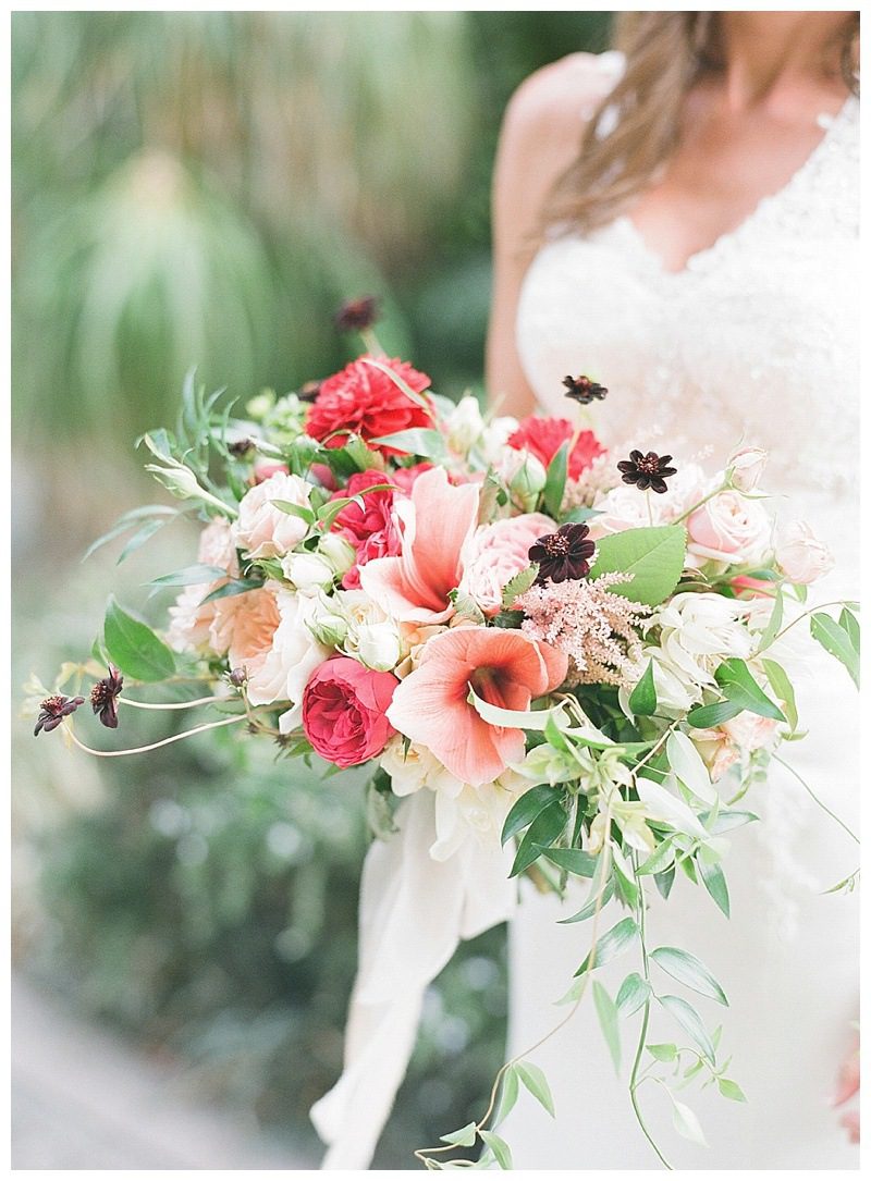 Peach and red bridal bouquet by: Plenty of Petals - San Diego wedding florist, Diana McGregor Photography, planning and design: Amorology. 