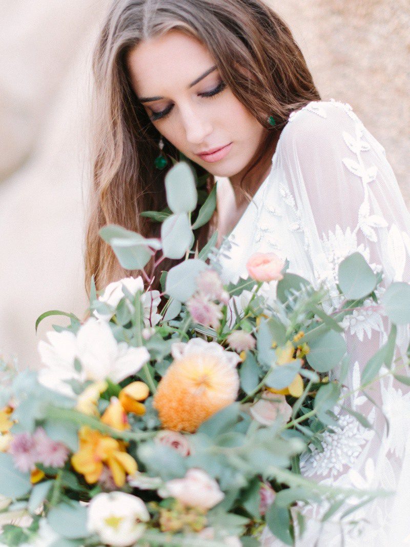 Joshua Tree wedding inspiration. Desert wedding inspiration. RomaBea Photography. Flowers: Plenty of Petals San Diego wedding florist