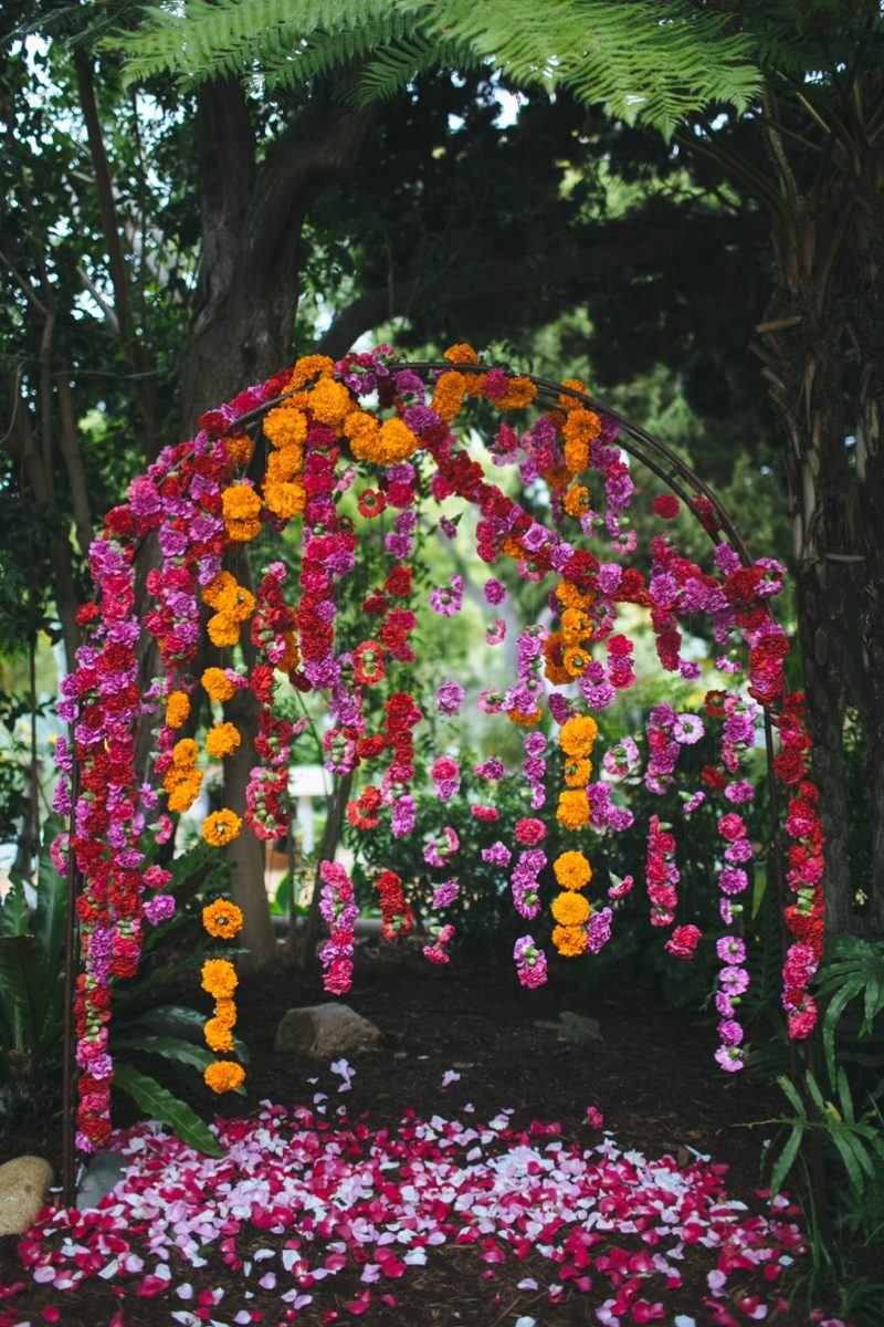 best ceremony backdrop. plenty of petals - San Diego Wedding Florist