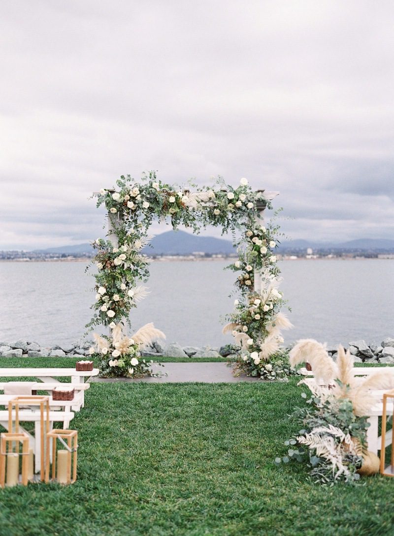 wedding arch. san diego beach wedding. whisker and willow, plenty of petals